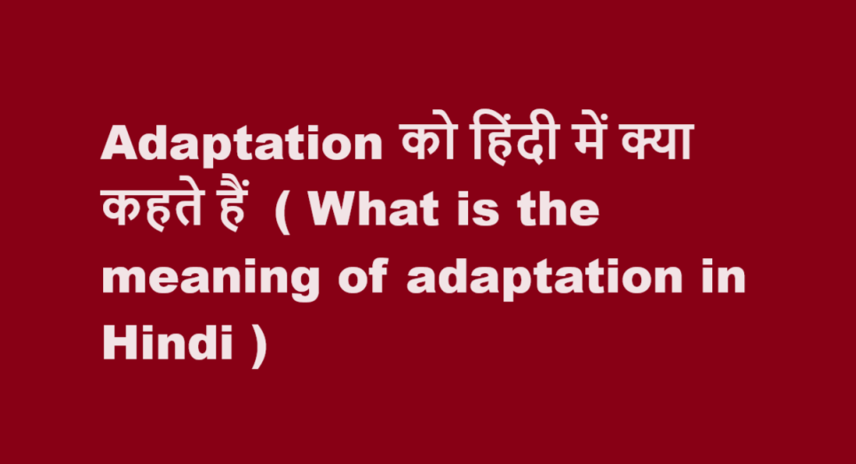 Adaptation को हिंदी में क्या कहते हैं  ( What is the meaning of adaptation in Hindi )