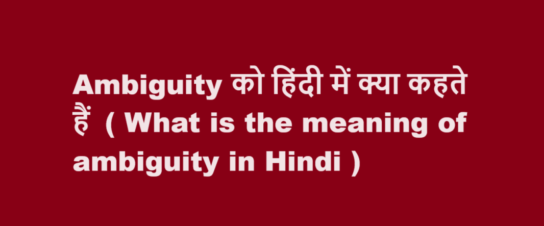 What is the meaning of ambiguity in Hindi