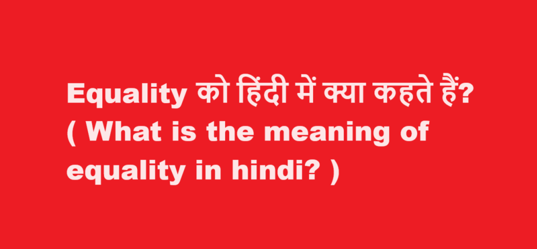 What is the meaning of equality in hindi