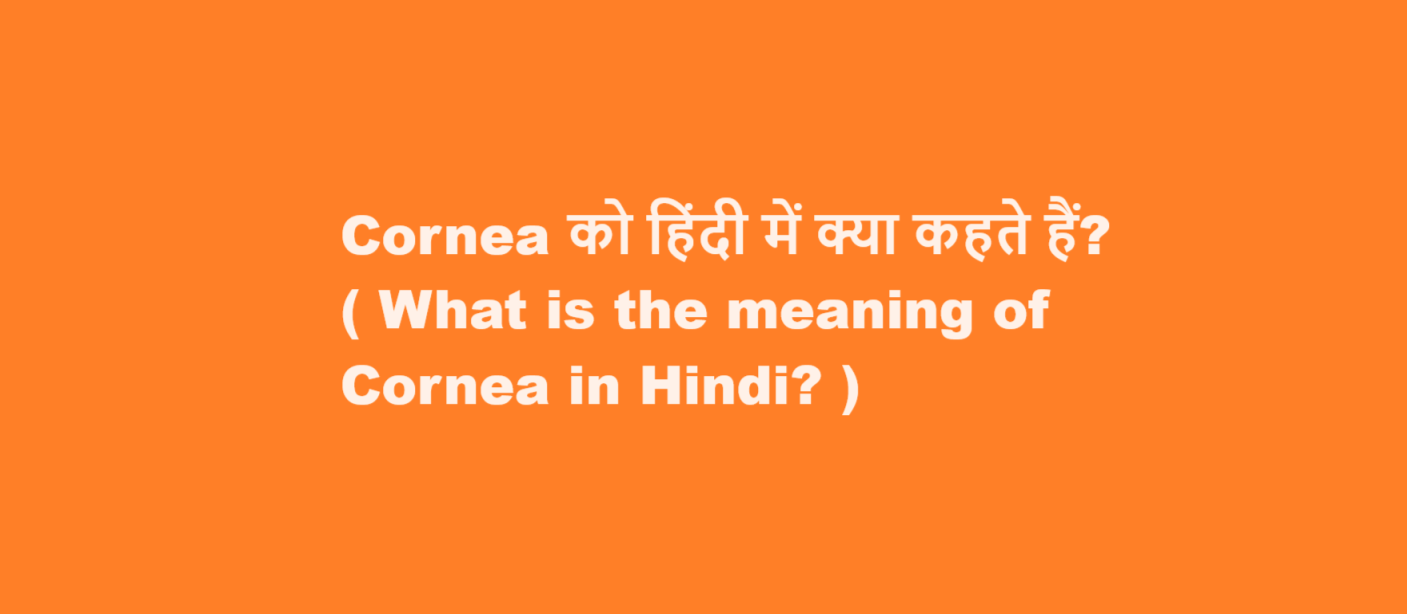 Cornea को हिंदी में क्या कहते हैं? ( What is the meaning of Cornea in Hindi? )