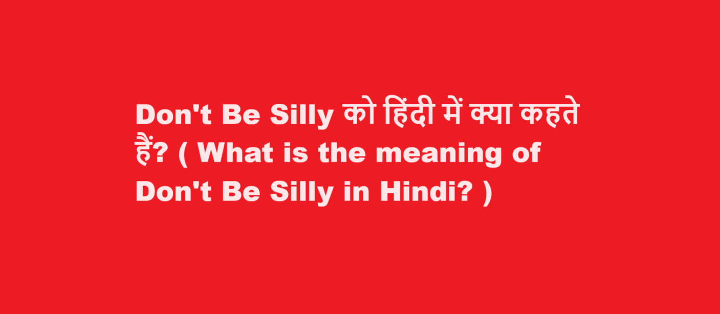 What is the meaning of Don't Be Silly in Hindi
