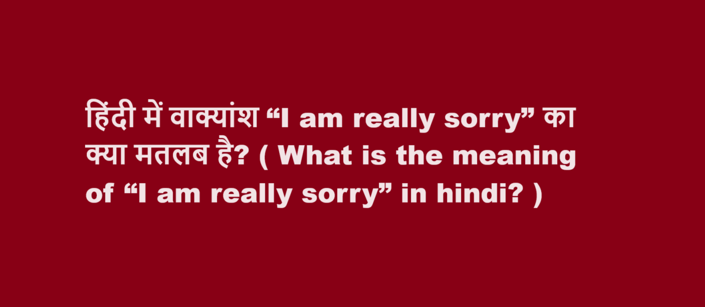 What is the meaning of “I am really sorry” in hindi