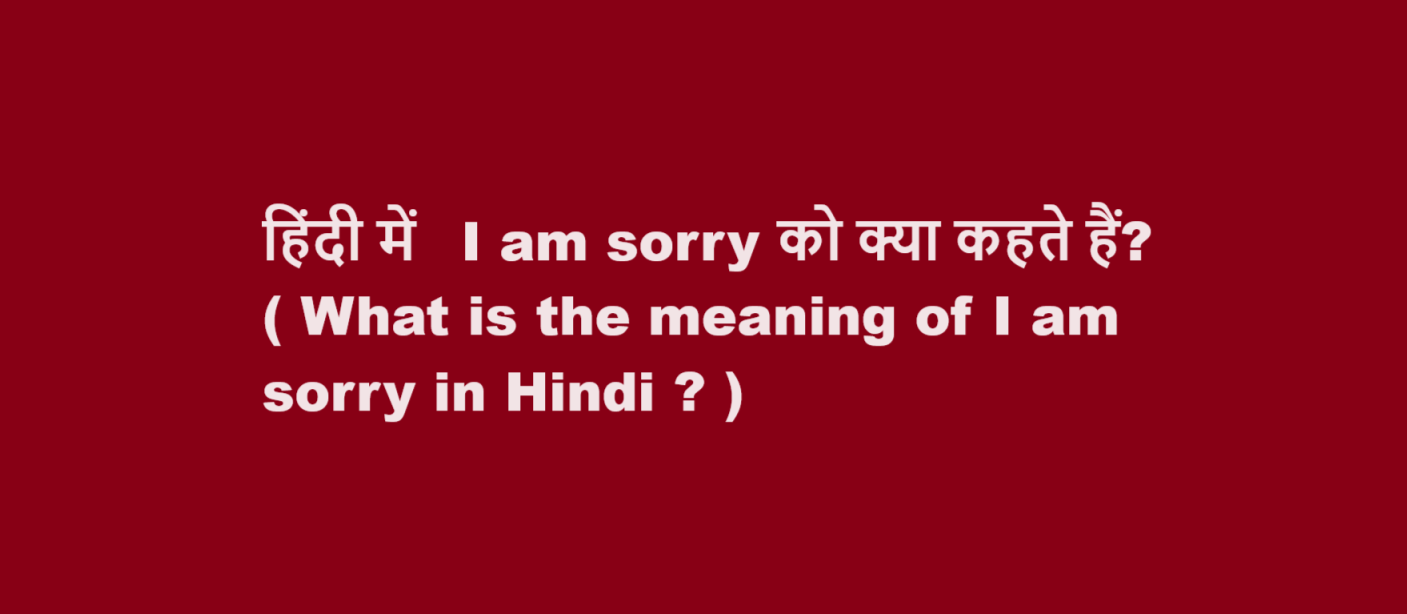 हिंदी में  I am sorry को क्या कहते हैं? ( What is the meaning of I am sorry in Hindi ? )