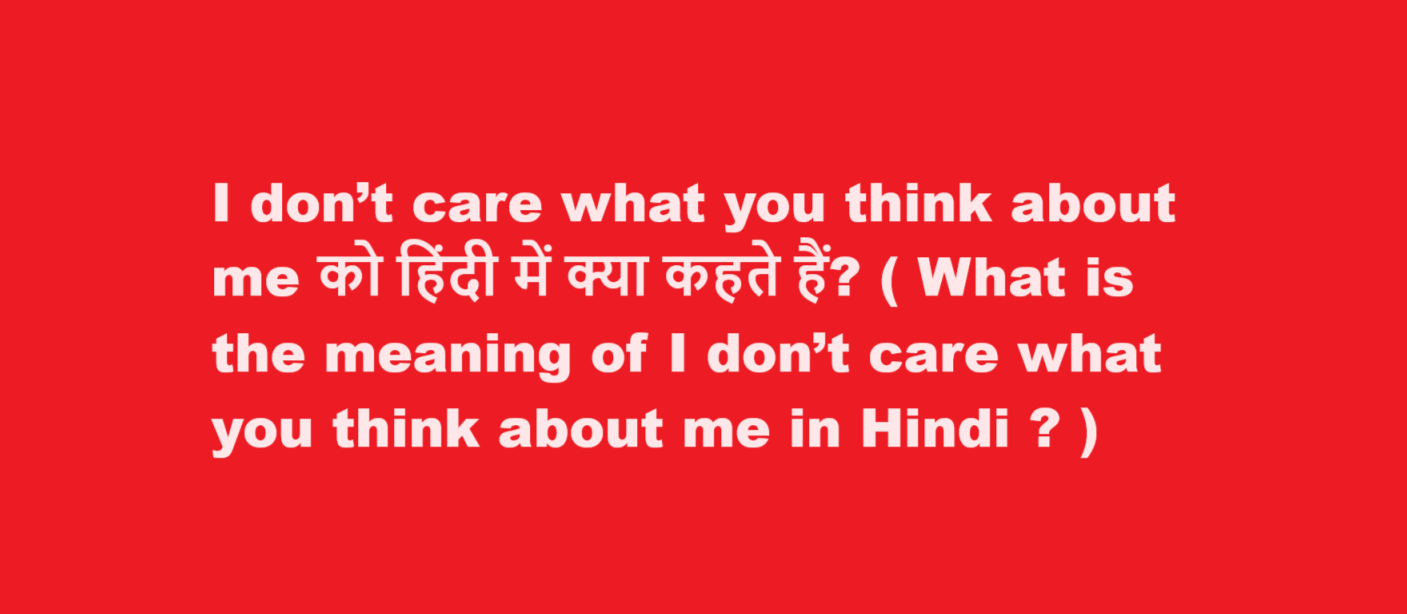 I don’t care what you think about me को हिंदी में क्या कहते हैं? ( What is the meaning of I don’t care what you think about me in Hindi ? )