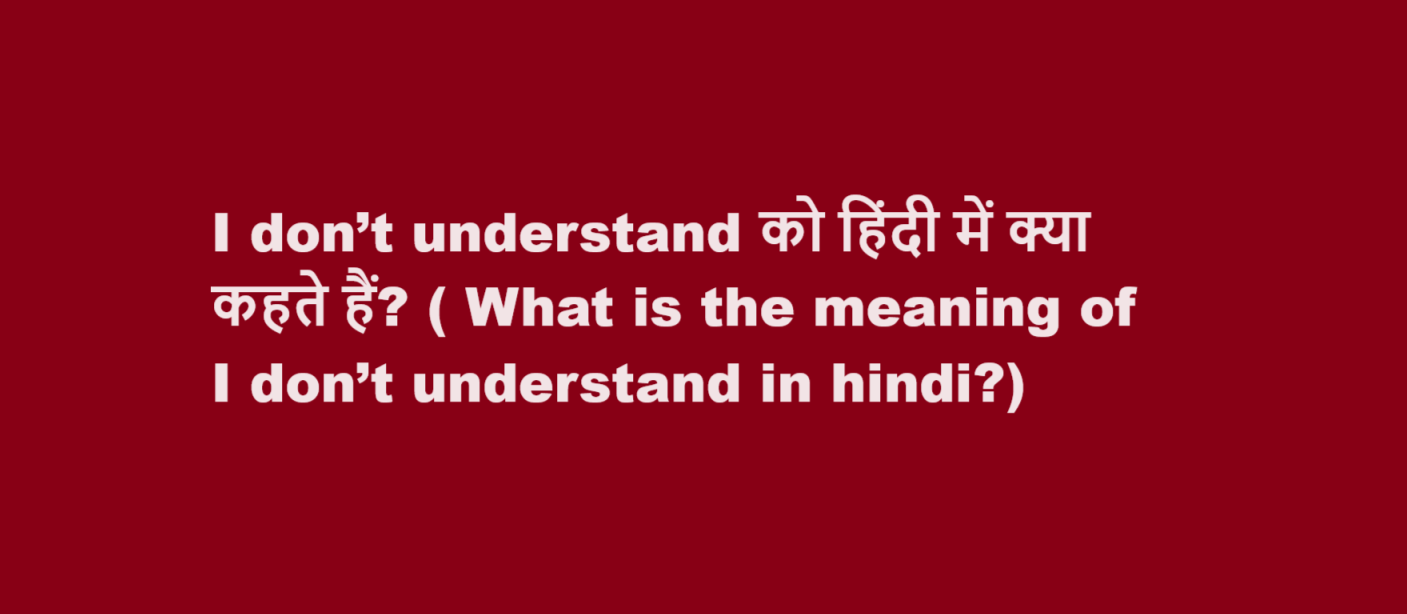 I don’t understand को हिंदी में क्या कहते हैं? ( What is the meaning of I don’t understand in hindi?)