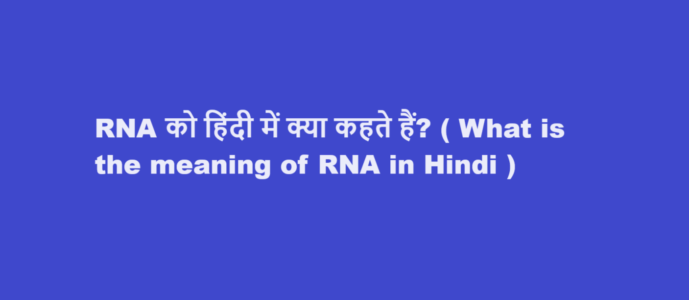 RNA को हिंदी में क्या कहते हैं? ( What is the meaning of RNA in Hindi )