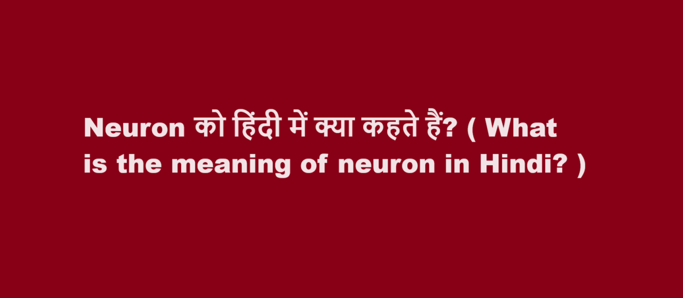 Neuron को हिंदी में क्या कहते हैं? ( What is the meaning of neuron in Hindi? )