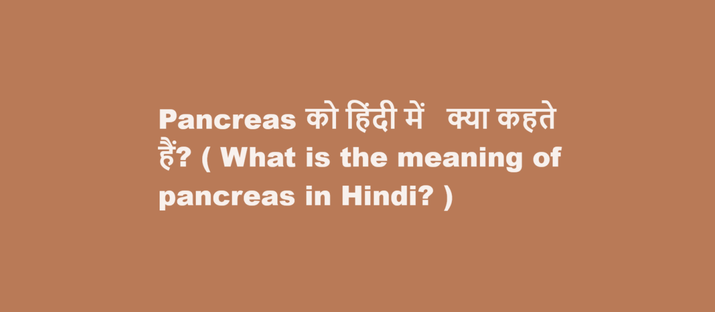 What is the meaning of pancreas in Hindi